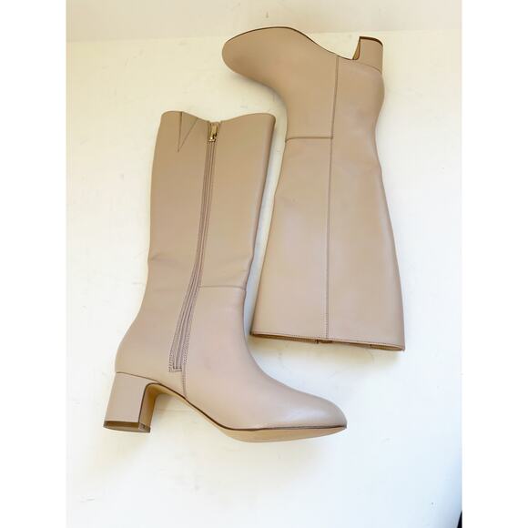 Ann Taylor Shoes - NWOB Ann Taylor Block Heel Tall Leather Boot Almond Cream Ivory 6